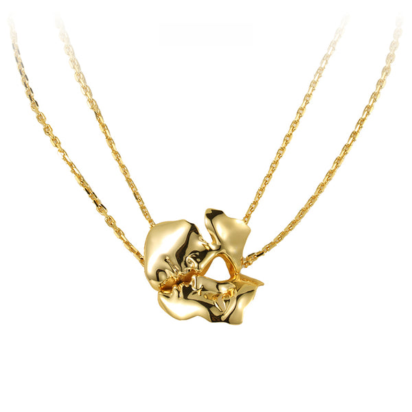 ICE ROCK - Flower Drop Double Chain Necklace