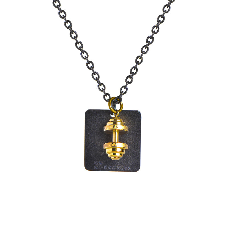 Barbell & Dog Tag Necklace