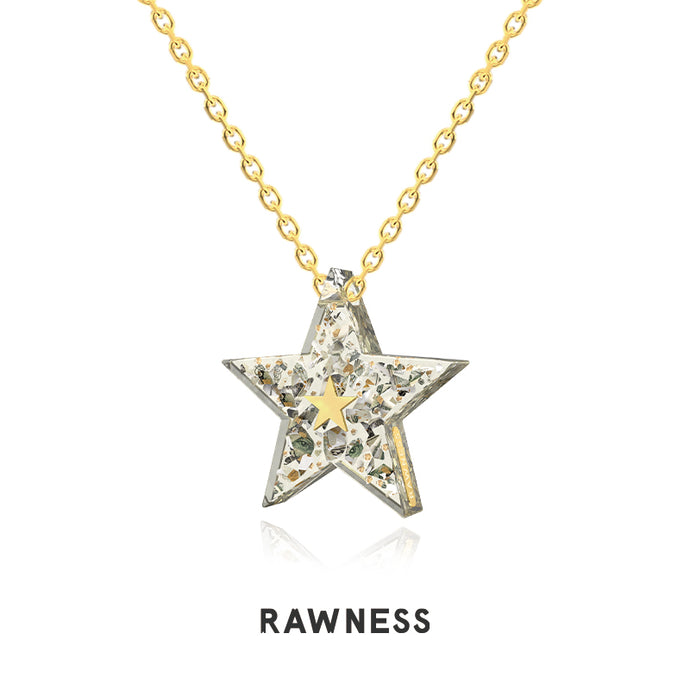 RAWNESS Shattered Dollar Star Pendant Necklace - Real Dollar Real Gold Flake