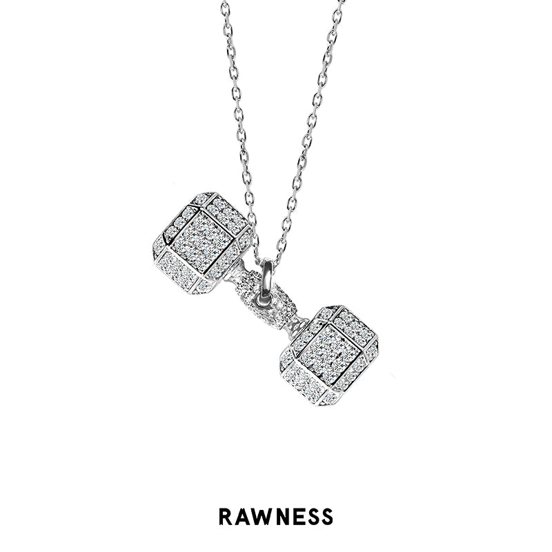 Dumbbell Necklace w/ Crystal