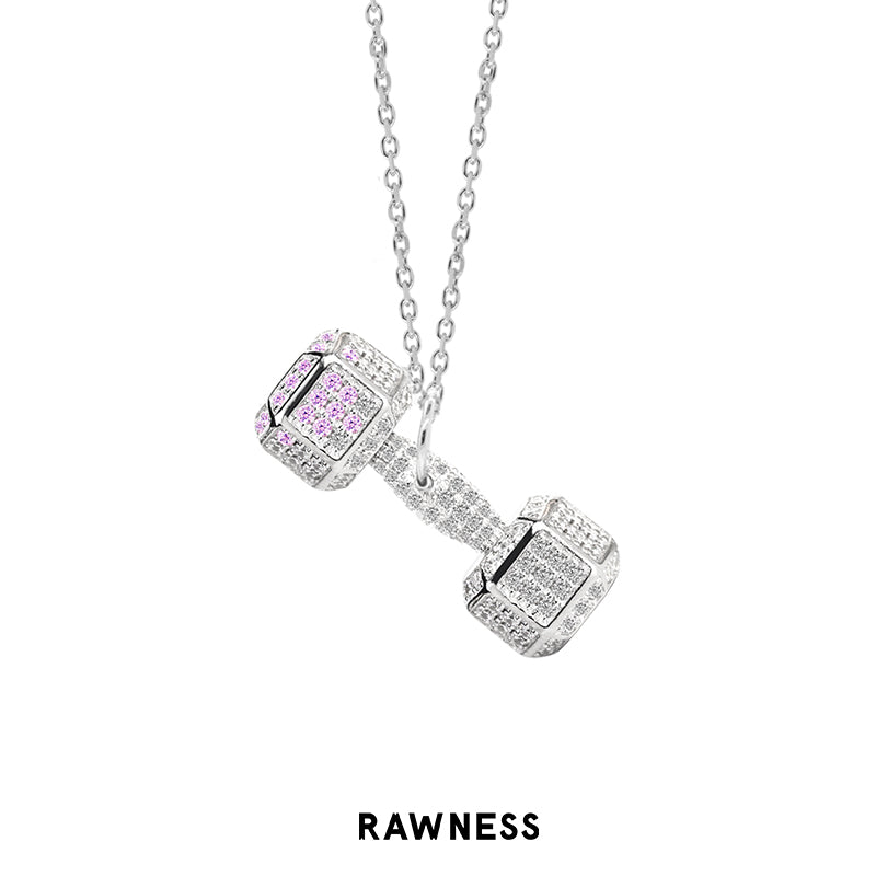 Dumbbell Necklace w/ Crystal