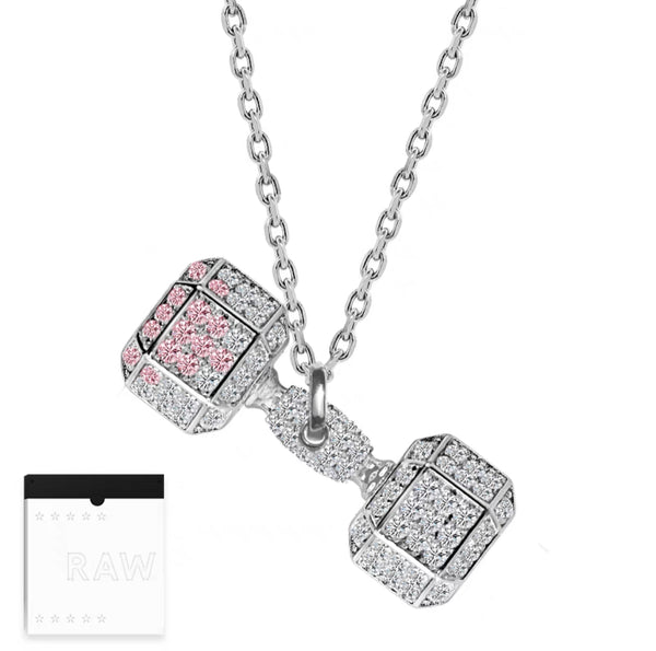 Pink Heart Crystal Dumbbell Necklace